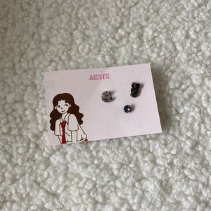 Purple Diamond Owl Earring